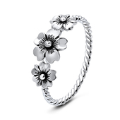 Cherry Blossoms with Oxidixed Silver Ring NSR-3209